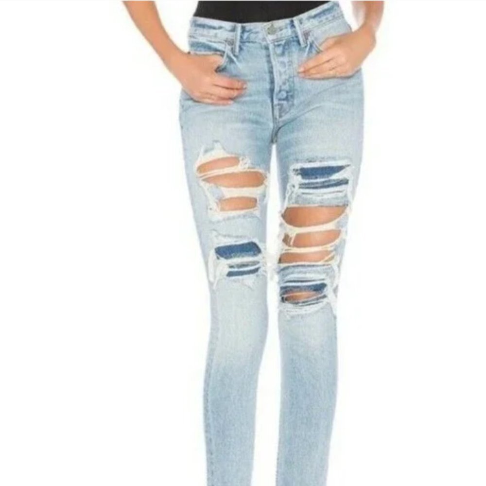 GRLFRND Karolina High Waist Distressed Skinny Jean